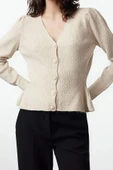 Kadın Modern Tarz Slim V Yaka Regular Triko Hırka - 1