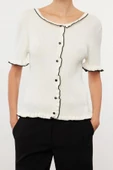 Kadın Modern Tarz Slim Bisiklet Yaka Regular Triko Hırka - 3