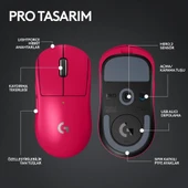 Logitech G PRO X Superlight 2 910-006798 Pembe Lightspeed Hero Şarjlı Optik Kablosuz Oyuncu Mouse OUTLET - 7