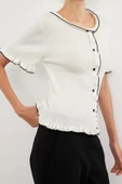 Kadın Modern Tarz Slim Bisiklet Yaka Regular Triko Hırka - 1