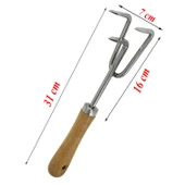 Tırmık Küçük El Tırmığı Saplı Toprak Tarla Bahçe Çiçek Bitki Ot Yaprak Hobi Tırmığı 3 Dişli 33 cm - 2