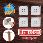 Metal Çinko Masa Bağlantı Sacı Düz 8 x 8 cm Mobilya Yemek Masası Ayak Bağlama Saçı Aparat 4 Adet thumbnail 1