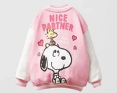 Zara Snoopy kolej ceket Pembe - 2