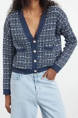 Kadın Modern Tarz Slim V Yaka Regular Triko Hırka - 1