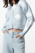 Kadın Modern Tarz Regular V Yaka Crop Triko Hırka - 1