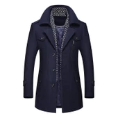 Cbtx Erkek Yünlü Ceket Sonbahar Ve Kış Erkek Eşarp Yaka Mont Kaban - 2