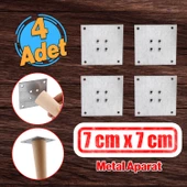 Metal Çinko Masa Bağlantı Sacı Düz 7 x 7 cm Mobilya Yemek Masası Ayak Bağlama Saçı Aparat 4 Adet thumbnail 1
