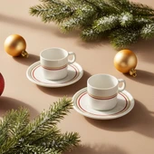 GÜRAL PORSELEN Mental  2 Kişilik Kahve Fincanı Takımı Altın  (Türk Kahvesi Hediyeli ) thumbnail 1