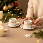 GÜRAL PORSELEN Mental  2 Kişilik Kahve Fincanı Takımı Altın  (Türk Kahvesi Hediyeli ) thumbnail 3