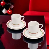 GÜRAL PORSELEN Camelia  2 Kişilik Kahve Fincanı Takımı Yeşil  (Türk Kahvesi  Hediyeli) - 1