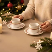 GÜRAL PORSELEN Mental  2 Kişilik Kahve Fincanı Takımı Altın  (Türk Kahvesi Hediyeli ) thumbnail 2