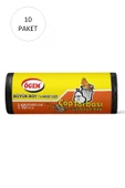 Büyük Boy Çöp Torbası 65 x 80 cm 10 Lu Rulo x 10 Paket = 100 Adet (Siyah) - 1