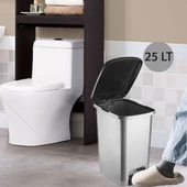Ergonomik Pedallı Plastik Çöp Kovası  ( iç kovasız) Metal Gri - 5