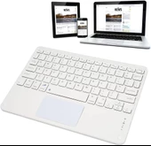 Hometech Alfa 8 MRC 8" Uyumlu Kablosuz Bluetooth Dahili Bataryalı Şarjlı TouchPad'li Klavye - Beyaz thumbnail 8