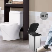 Ergonomik Pedallı Plastik Çöp Kovası  ( iç kovasız) Metal Gri - 10