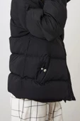 Tasarım Düz Astarlı Yaka Standart Oversize Dik Kadın Dik Yaka Su İtici Kışlık Şişme Mont - 2