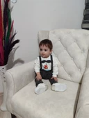 9-12-18 Ay Papyonlu Sweat Kot Pantolon 2li Erkek Bebek Salopet Takımı - 5