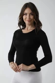 Vivaldi Kadın Siyah Uzun Kol Bisiklet Yaka Body Likralı 352 - 4