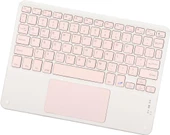 Apple iPad 7. Nesil 10.2" Uyumlu Kablosuz Bluetooth Dahili Bataryalı Şarjlı TouchPad'li Türkçe Q Klavye - Pembe - 1