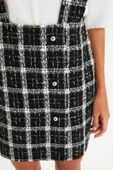 Moda Stil Regular Kare Yaka Mini Boy Askılı Dokuma Elbise - 2