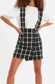Moda Stil Regular Kare Yaka Mini Boy Askılı Dokuma Elbise - 4