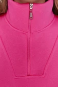 Fermuarlı Yaka Düşük Kol Geniş Kalıp Fermuarlı Kalın İçi Polarlı Örme Sweatshirt - 3