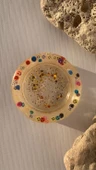 Şeffaf Renk Gülen Yüz Emoji Ve Gold Glitter Süsleme Yuvarlak Şekil Küllük El Yapımı Epoksi Hediyelik - 7