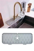 Lavabo İçin Silikon Esnek Mat Musluk Sapı Damlama Tutucu Raf Mutfak Tezgahı Sıçrama Koruma - 7