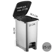 Ergonomik Pedallı Plastik Çöp Kovası ( iç kovasız) Kırık Beyaz - 4