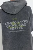 Tarz Bol Kapüşonlu Düşük Kol Uzun Kalın İçi Polarlı Yıkama Efektli Geniş Kalıp Örme Sweatshirt - 4
