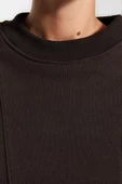 Bisiklet Yaka Düşük Kol Kalın İçi Polarlı Dikiş Detaylı Normal Kalıp Örme Sweatshirt - 4