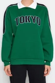 Gömlek Yaka Reglan Kol Kalın İçi Polarlı Polo Yaka Normal Kalıp Örme Sweatshirt - 6