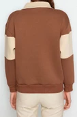 Polo Yaka Düşük Kol Kalın İçi Polarlı Normal Kalıp Nakışlı Polo Yaka Örme Sweatshirt - 5