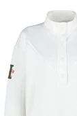 Regular Dik Yaka Standart Kol Regular Kalın İçi Polarlı Nakış ve Düğme Detaylı Örme Sweatshirt - 5