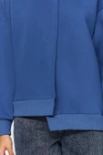 Regular Bisiklet Yaka Düşük Kol Regular Kalın İçi Polarlı Asimetrik Detaylı Örme Sweatshirt - 4