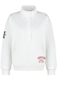 Regular Dik Yaka Standart Kol Regular Kalın İçi Polarlı Nakış ve Düğme Detaylı Örme Sweatshirt - 6