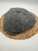 İnce Balık Sırtı Erkek Klasik Kasket Sekiz Parça Gri Renk - 1