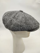 İnce Balık Sırtı Erkek Klasik Kasket Sekiz Parça Gri Renk - 3