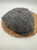 İnce Balık Sırtı Erkek Klasik Kasket Sekiz Parça Gri Renk - 2