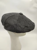 Çizgili Modern Erkek Klasik Kasket Siyah Renk thumbnail 3