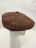 İnce Balık Sırtı Erkek Klasik Kasket Sekiz Parça Kahve Renk - 3