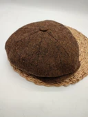 İnce Balık Sırtı Erkek Klasik Kasket Sekiz Parça Kahve Renk - 7