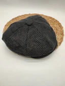 Çizgili Modern Erkek Klasik Kasket Siyah Renk thumbnail 6