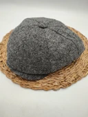 İnce Balık Sırtı Erkek Klasik Kasket Sekiz Parça Gri Renk - 6