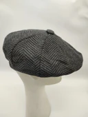 Çizgili Modern Erkek Klasik Kasket Siyah Renk thumbnail 7