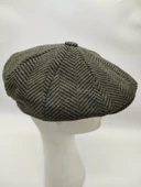 Çizgili Modern Erkek Klasik Kasket Yeşil Renk - 7