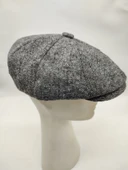 İnce Balık Sırtı Erkek Klasik Kasket Sekiz Parça Gri Renk - 8