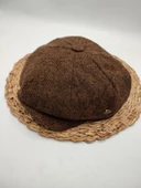 İnce Balık Sırtı Erkek Klasik Kasket Sekiz Parça Kahve Renk - 1