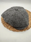 İnce Balık Sırtı Erkek Klasik Kasket Sekiz Parça Gri Renk - 7