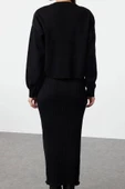 Moda Stil Regular Bisiklet Yaka Midi Boy Triko Kazak-Elbise Takım - 5